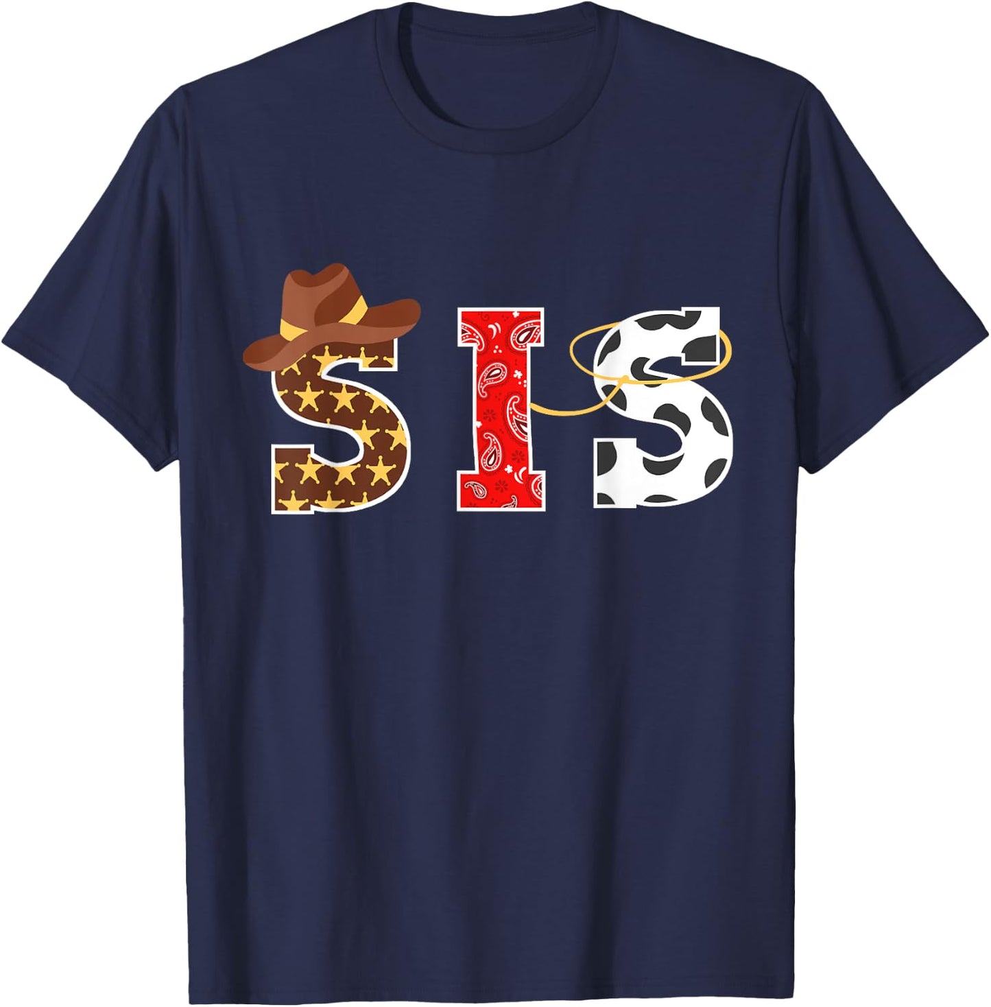 Cowboy Sis Western Rodeo Theme Kids Birthday Matching Family T-Shirt - T-Shirt | Navy