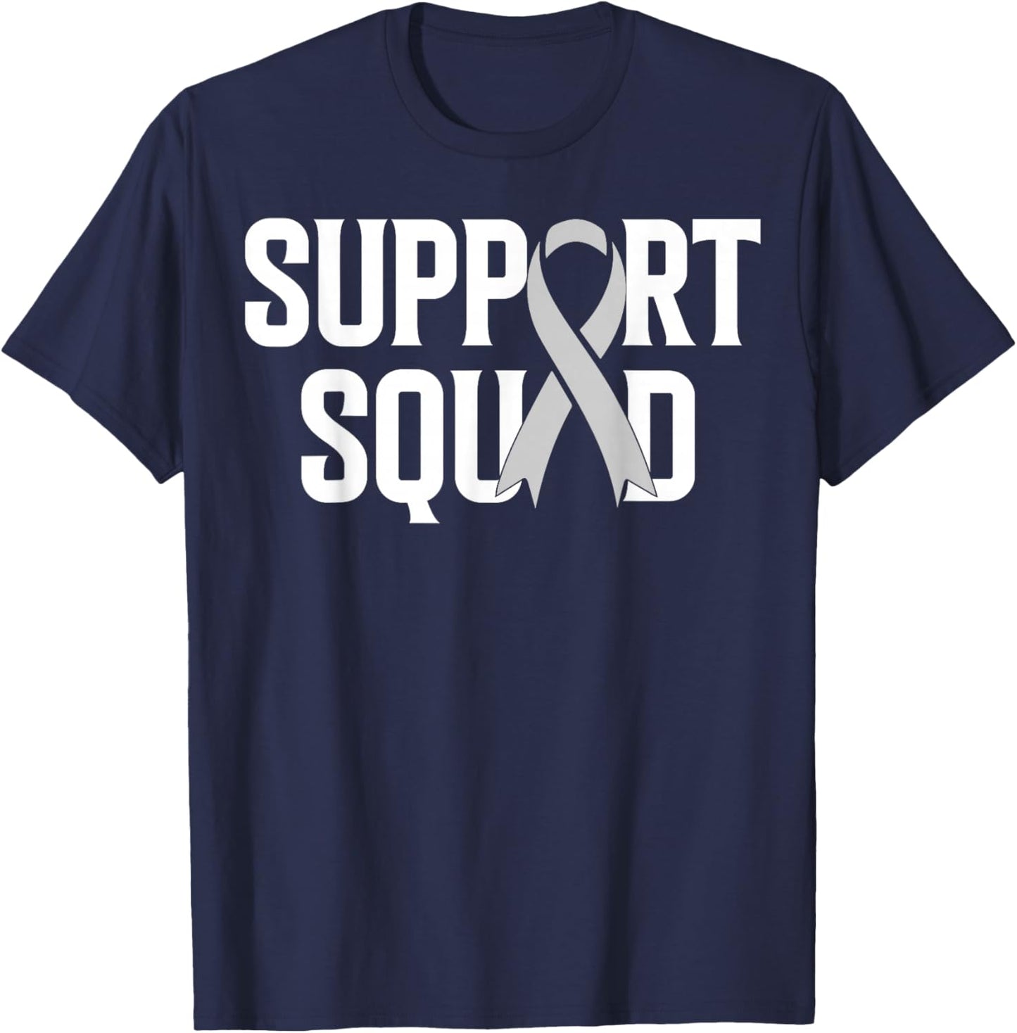 Support Squad - White Ribbon Lung Cancer Awareness T-Shirt - T-Shirt | Navy