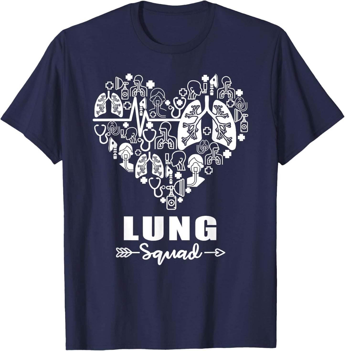 Lung Squad Heart Funny Respiratory Team T-Shirt - T-Shirt | Navy