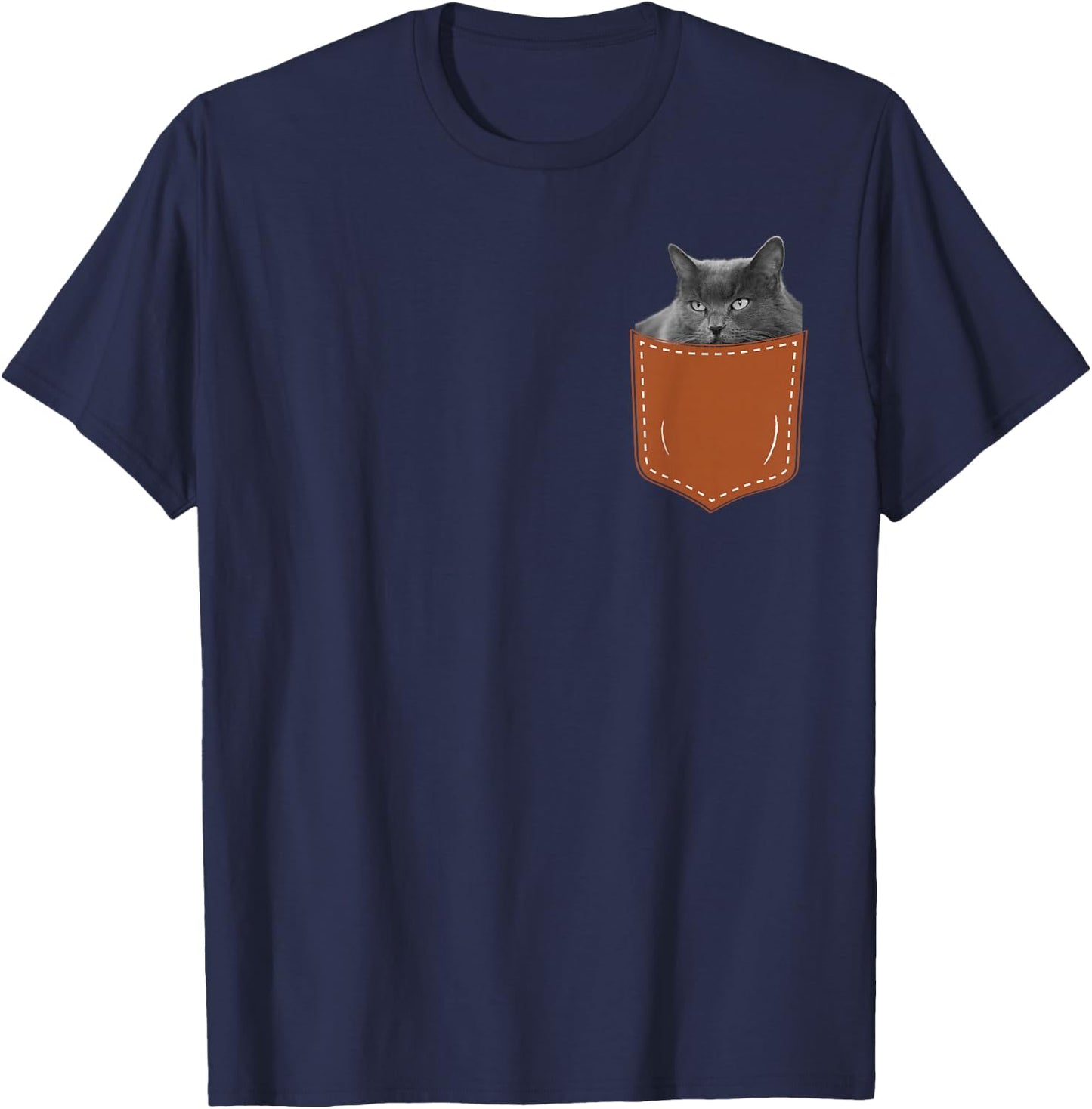 Funny Nebelung Cat in My Pocket,Nebelung Lover Owner T-Shirt - T-Shirt | Navy