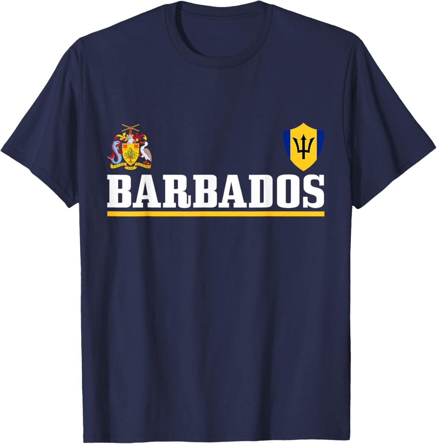 Barbados Heart Pride Soccer Sports Fan Jersey Bajan Flag T-Shirt - T-Shirt | Navy
