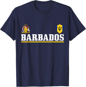 Barbados Heart Pride Soccer Sports Fan Jersey Bajan Flag T-Shirt - T-Shirt | Navy