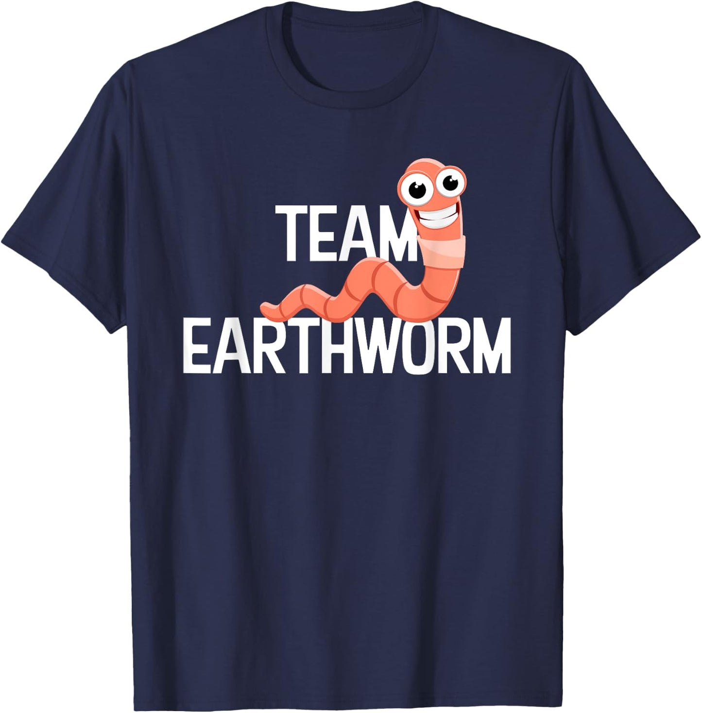 Team Earthworm Smile Worm Funny Graphic Novelty T-Shirt - T-Shirt | Navy