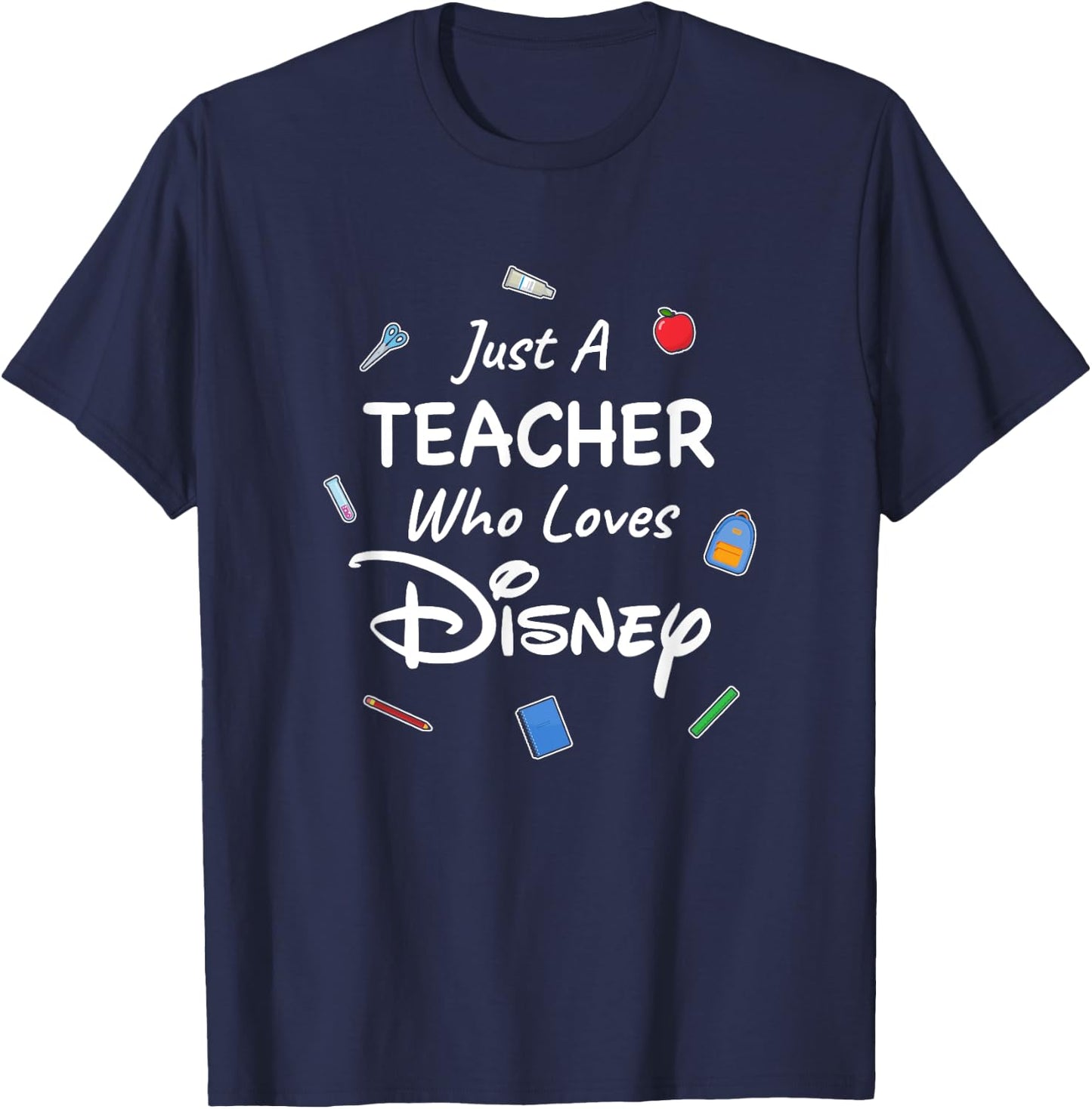 Disney Just A Teacher Who Loves Disney Center Icon Logos T-Shirt - T-Shirt | Navy