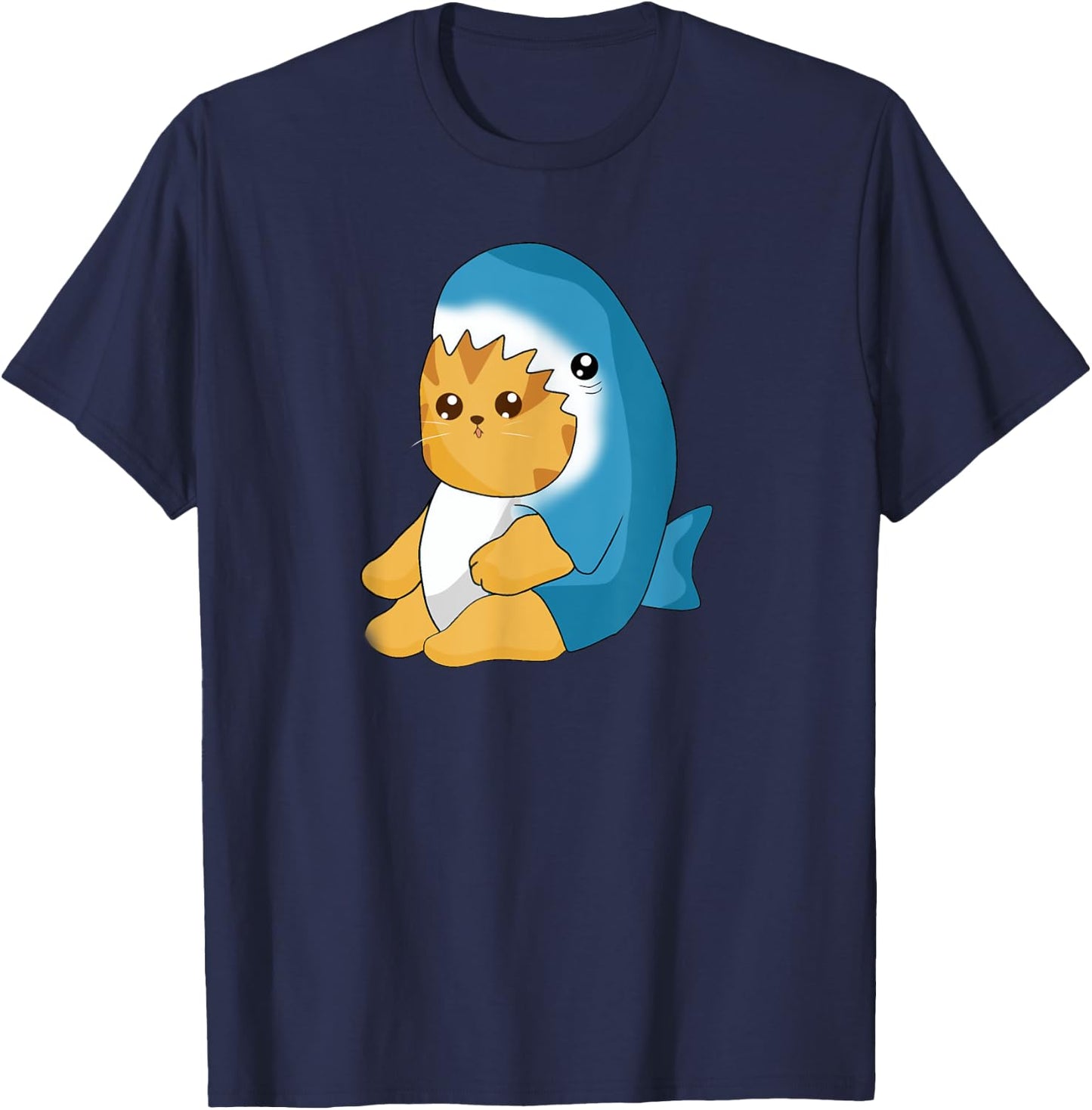 Cute Cat insdie Shark Costume, Kawaii Cat Lover Men Women Kids T-Shirt - T-Shirt | Navy