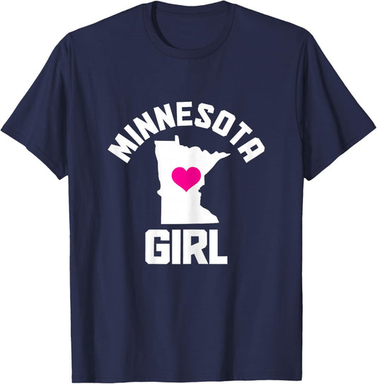Minnesota Heart State Map for Girls T-Shirt - T-Shirt | Navy