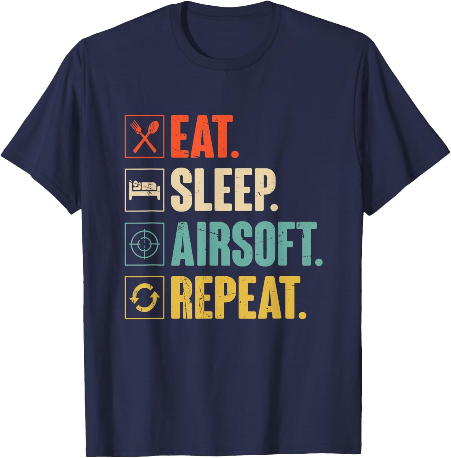 Eat Sleep Airsoft Repeat Funny Air-Soft Sport Gift T-Shirt - T-Shirt | Navy