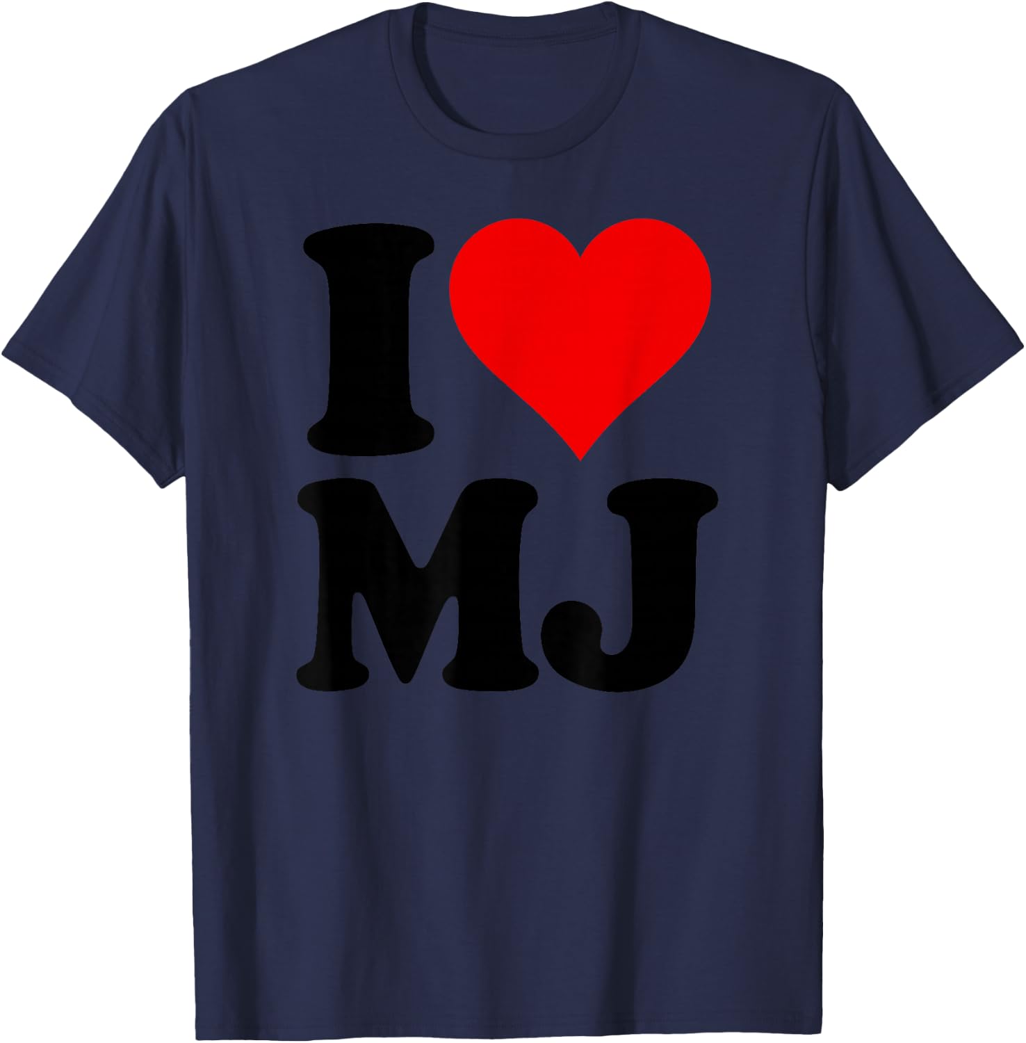 I Love Heart MJ M J M.J. T-Shirt - T-Shirt | Navy