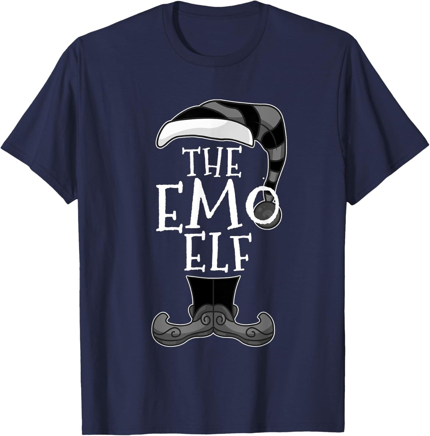 Emo Elf Matching Family Christmas Funny T-Shirt - T-Shirt | Navy