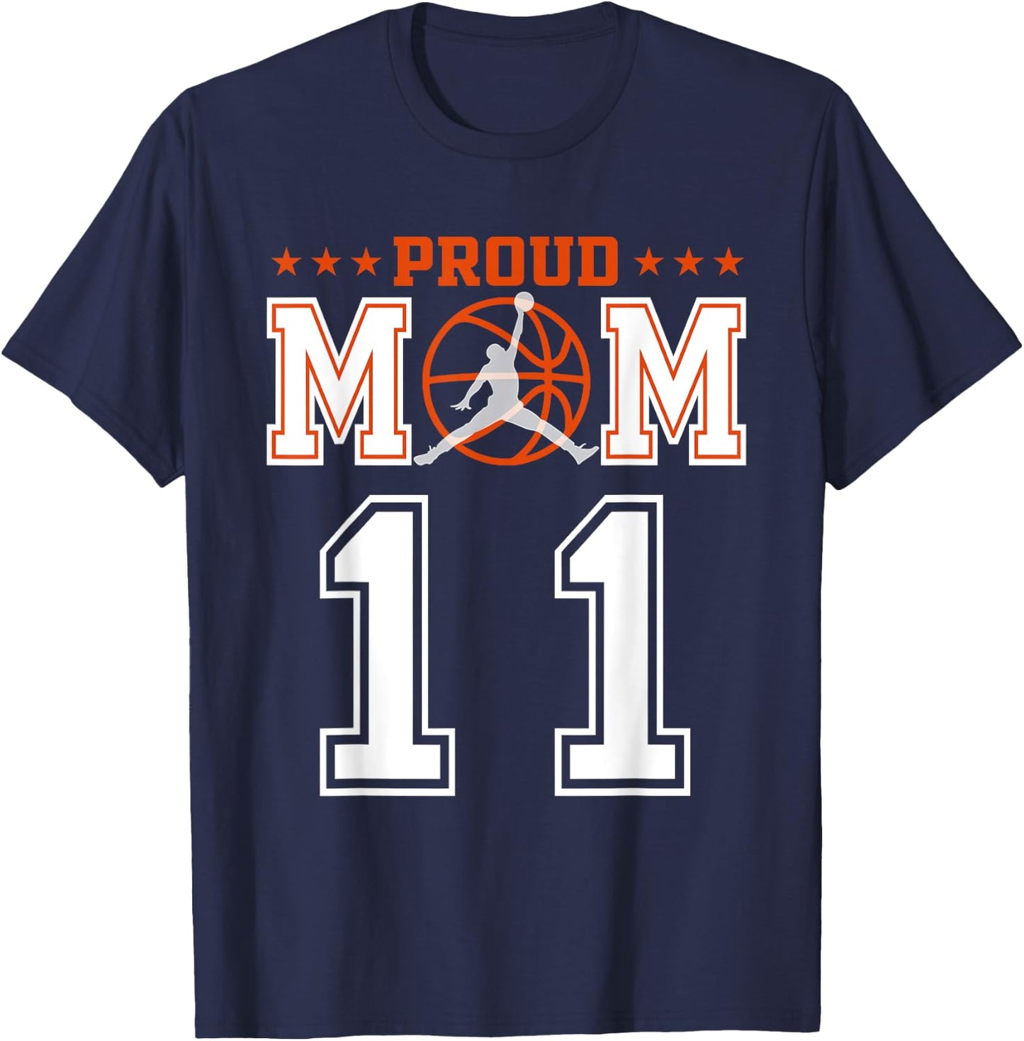 Custom Number 11 Proud Basketball Mom Personalized Sport Lov T-Shirt - T-Shirt | Navy