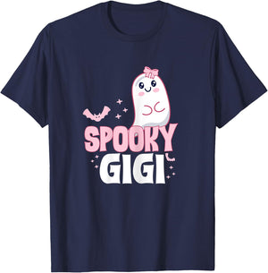 Spooky Gigi Family Cute Pink White Ghost Boo Halloween Nana T-Shirt - T-Shirt | Navy