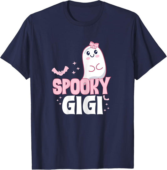 Spooky Gigi Family Cute Pink White Ghost Boo Halloween Nana T-Shirt - T-Shirt | Navy