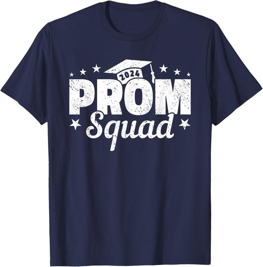 Prom Squad 2024 Graduate Funny Prom Class of 2024 T-Shirt - T-Shirt | Navy