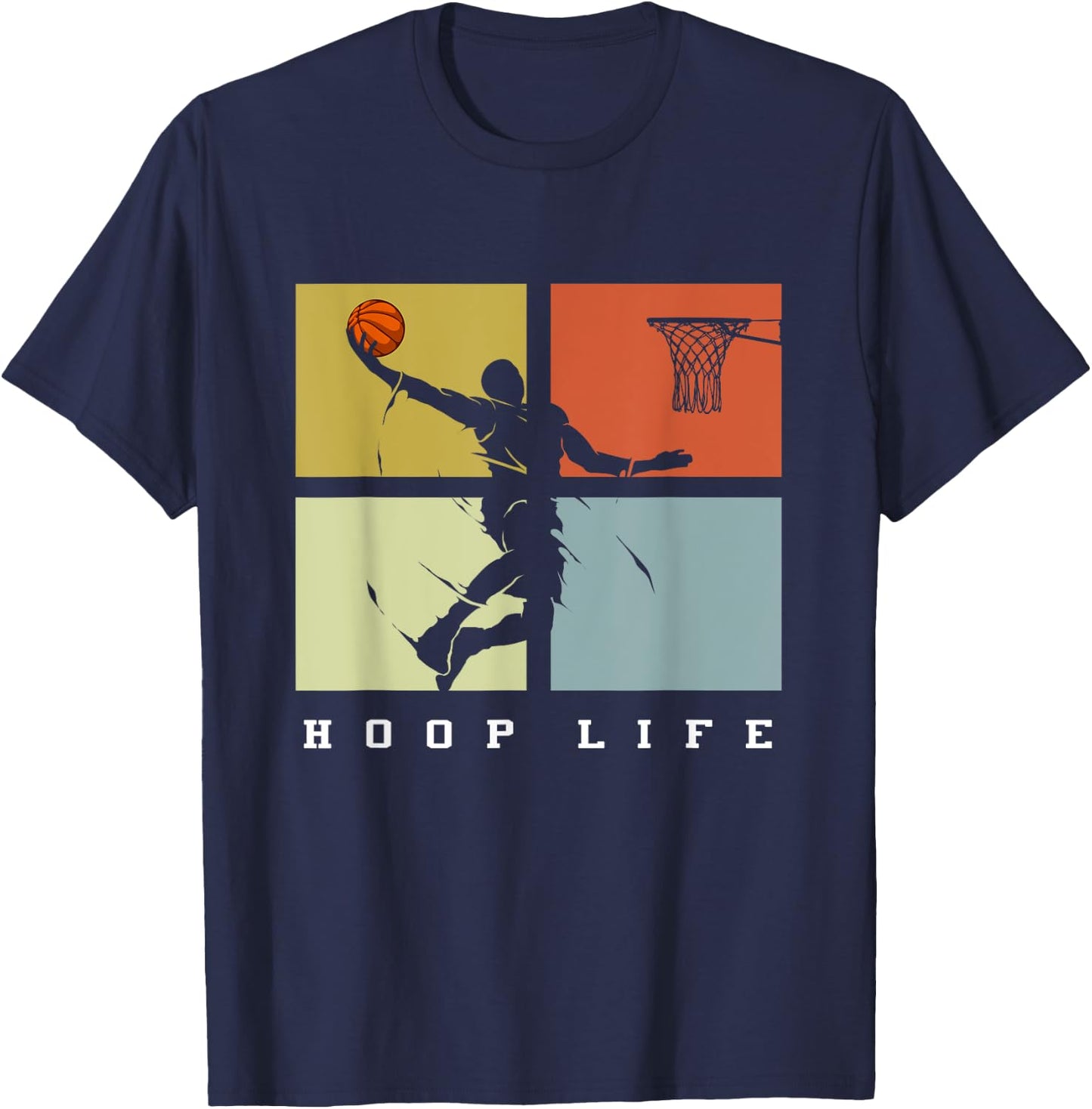 Basketball Hoop Life Player Retro Gift Men Boys Youth T-Shirt - T-Shirt | Navy