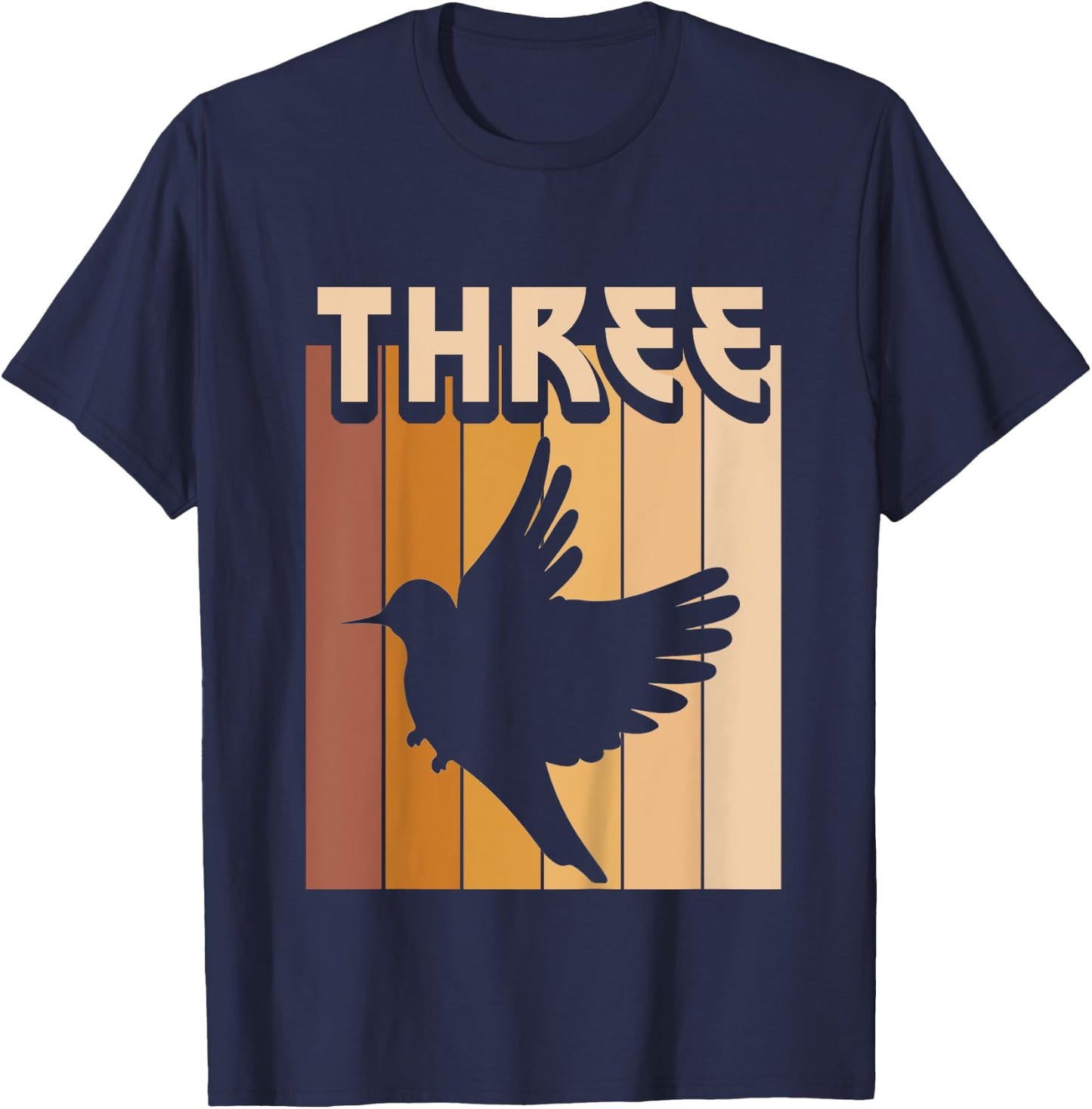 Kids 3 Year Old Bird Birthday Boy Girl 3rd Birthday Birds T-Shirt - T-Shirt | Navy