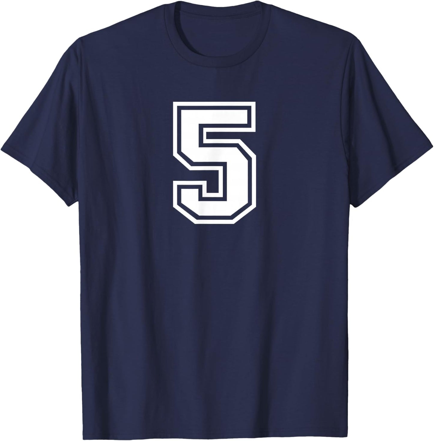 Number #5 Sports Team T-Shirt - T-Shirt | Navy