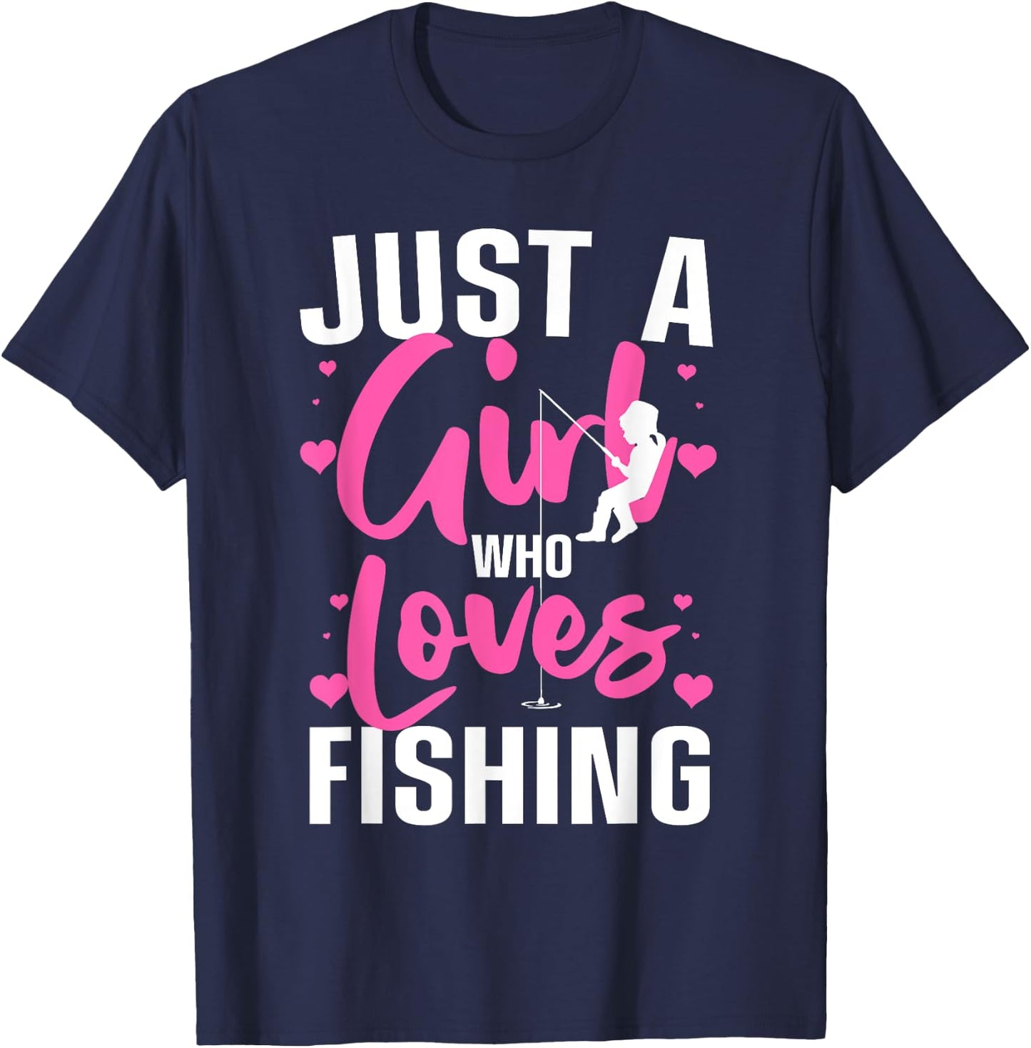 Funny Fishing Design For Girls Women Kids Angler Fish Lover T-Shirt - T-Shirt | Navy