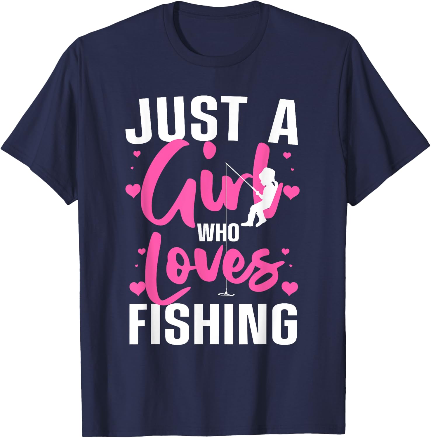 Funny Fishing Design For Girls Women Kids Angler Fish Lover T-Shirt - T-Shirt | Navy