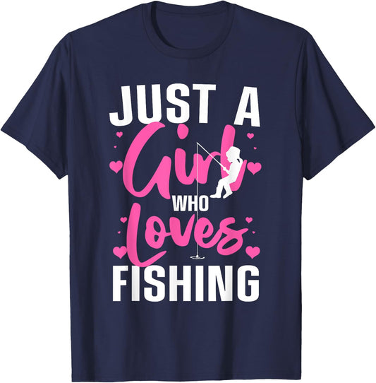 Funny Fishing Design For Girls Women Kids Angler Fish Lover T-Shirt - T-Shirt | Navy