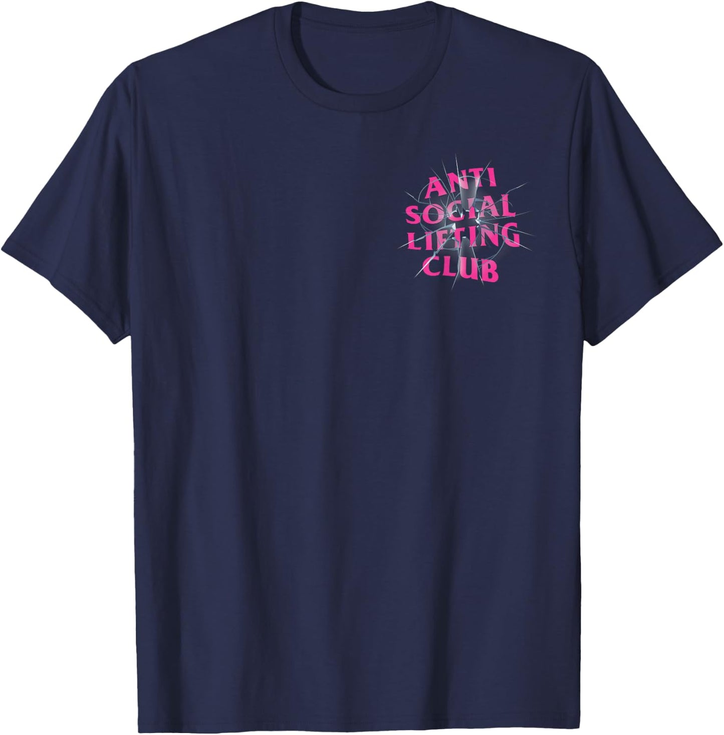 Anti Social Lifting Club: Bullet Hot Pink (Front + Back) T-Shirt - T-Shirt | Navy