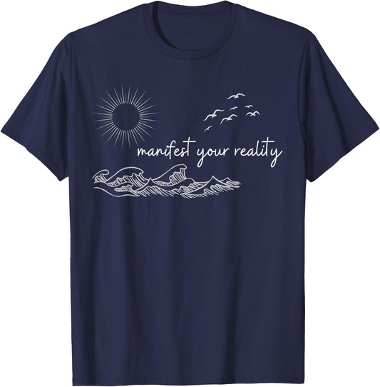 Manifest your reality, positive vibes in nature T-Shirt - T-Shirt | Navy