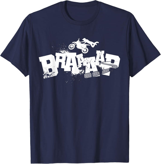 Braaap | Dirt Biking | Boys Dirt Bike T-Shirt - T-Shirt | Navy