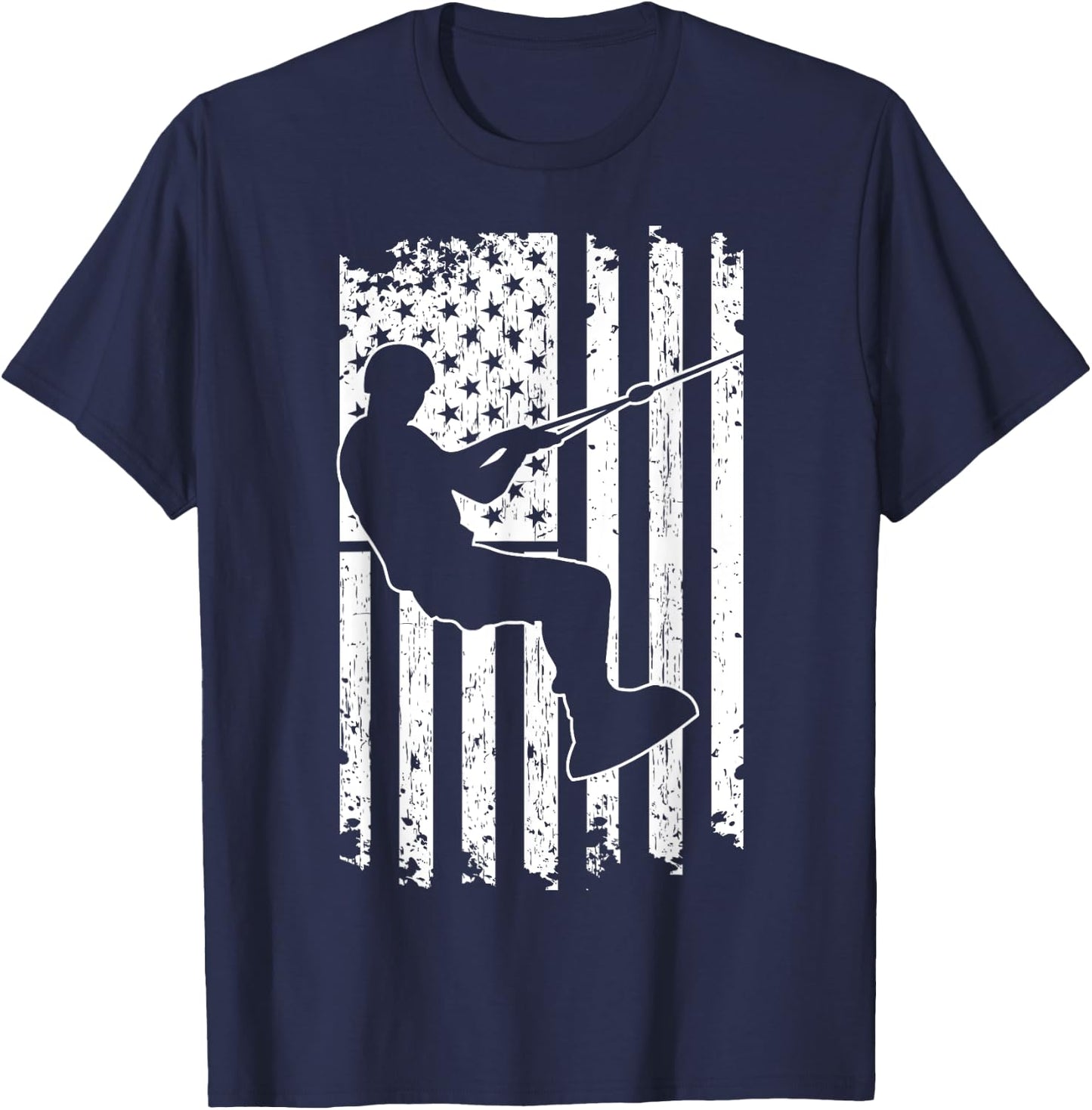 Wakeboarding Silhouette USA Flag Waterskiing Wakeboarder Kids Men T-Shirt - T-Shirt | Navy