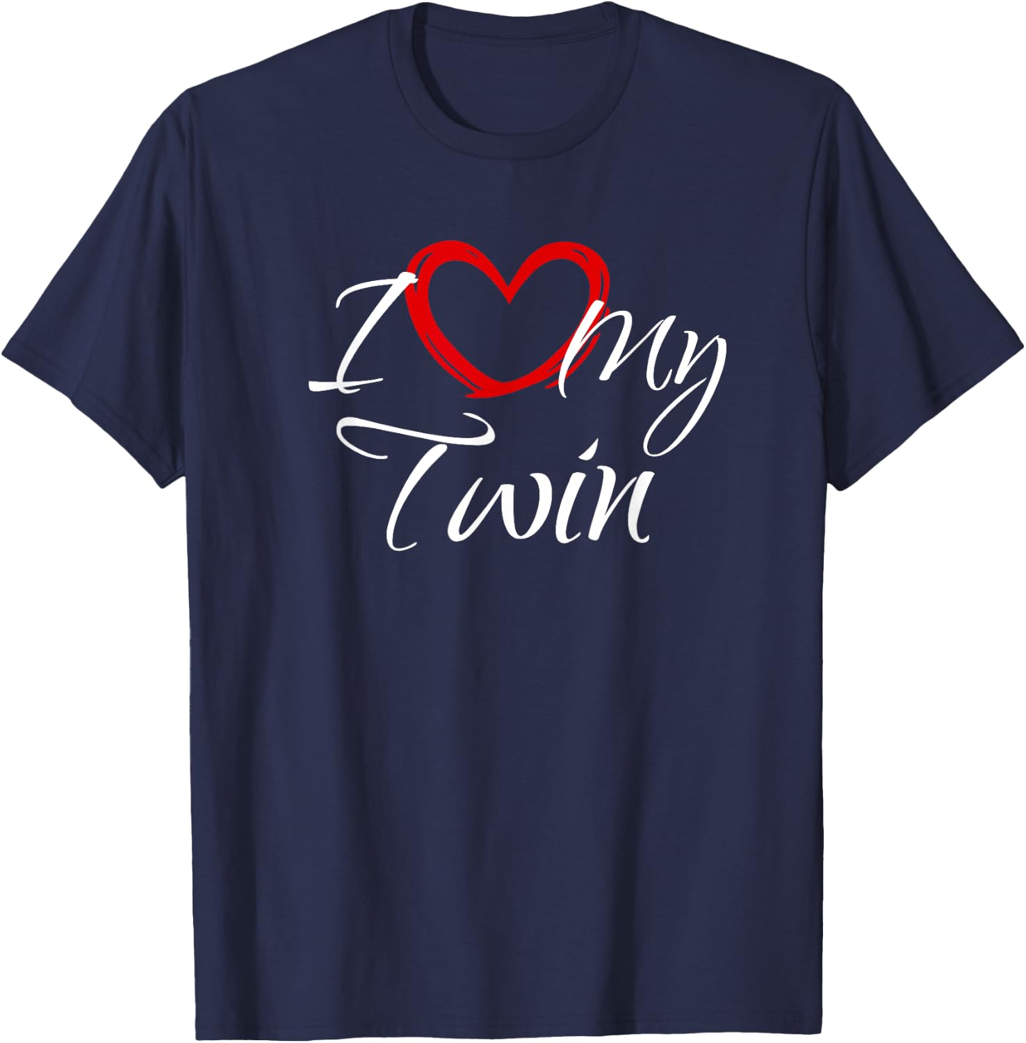 I Love My Twin, I Heart My Twin T-Shirt - T-Shirt | Navy