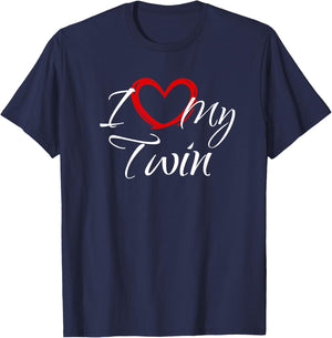 I Love My Twin, I Heart My Twin T-Shirt - T-Shirt | Navy