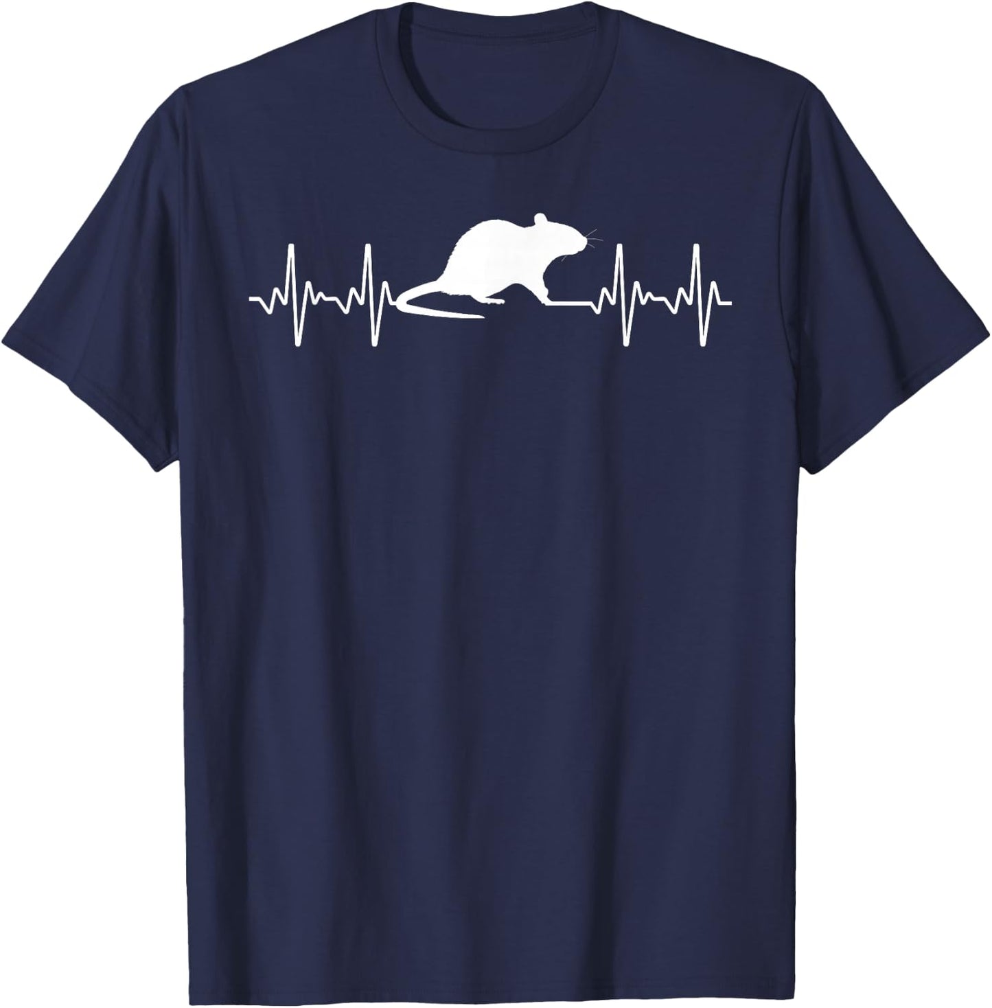 Funny Rat Art Women Kids Heartbeat Mouse Rat Lovers T-Shirt - T-Shirt | Navy