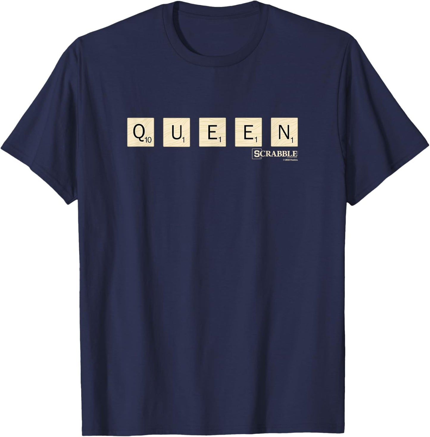 Scrabble Queen Vintage Letter Tiles Logo T-Shirt - T-Shirt | Navy