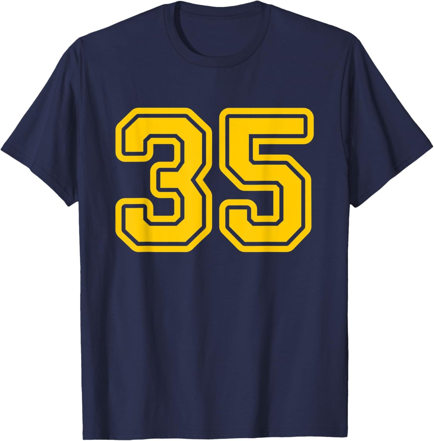 Jersey #35 Golden Yellow Sports Team Jersey Number 35 T-Shirt - T-Shirt | Navy