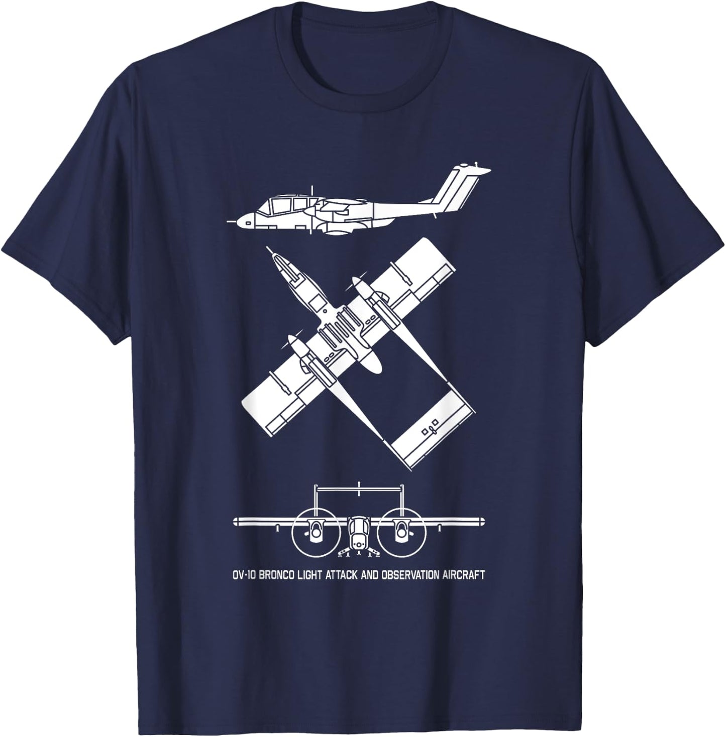OV-10 Bronco American Plane Cutout Silhouette T-Shirt - T-Shirt | Navy