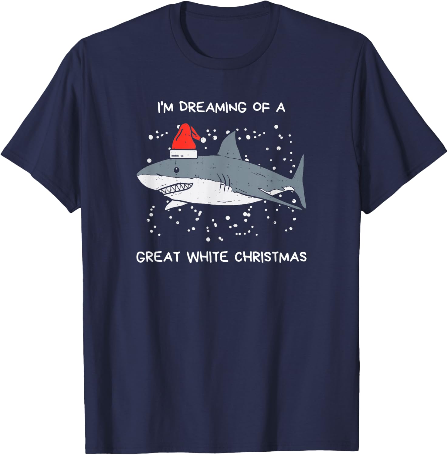 Christmas Shark Santa Hat |Xmas Santa Jaws |Funny Shark Pun T-Shirt - T-Shirt | Navy
