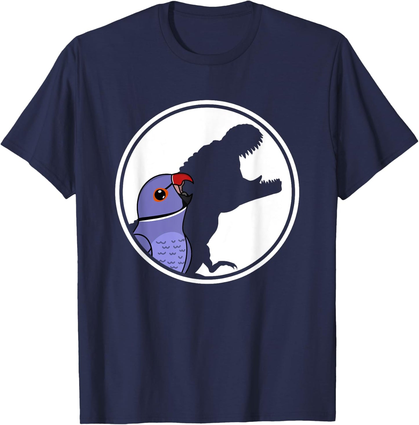Parrot & T Rex Shadow I Violet Indian Ringneck T-Shirt - T-Shirt | Navy