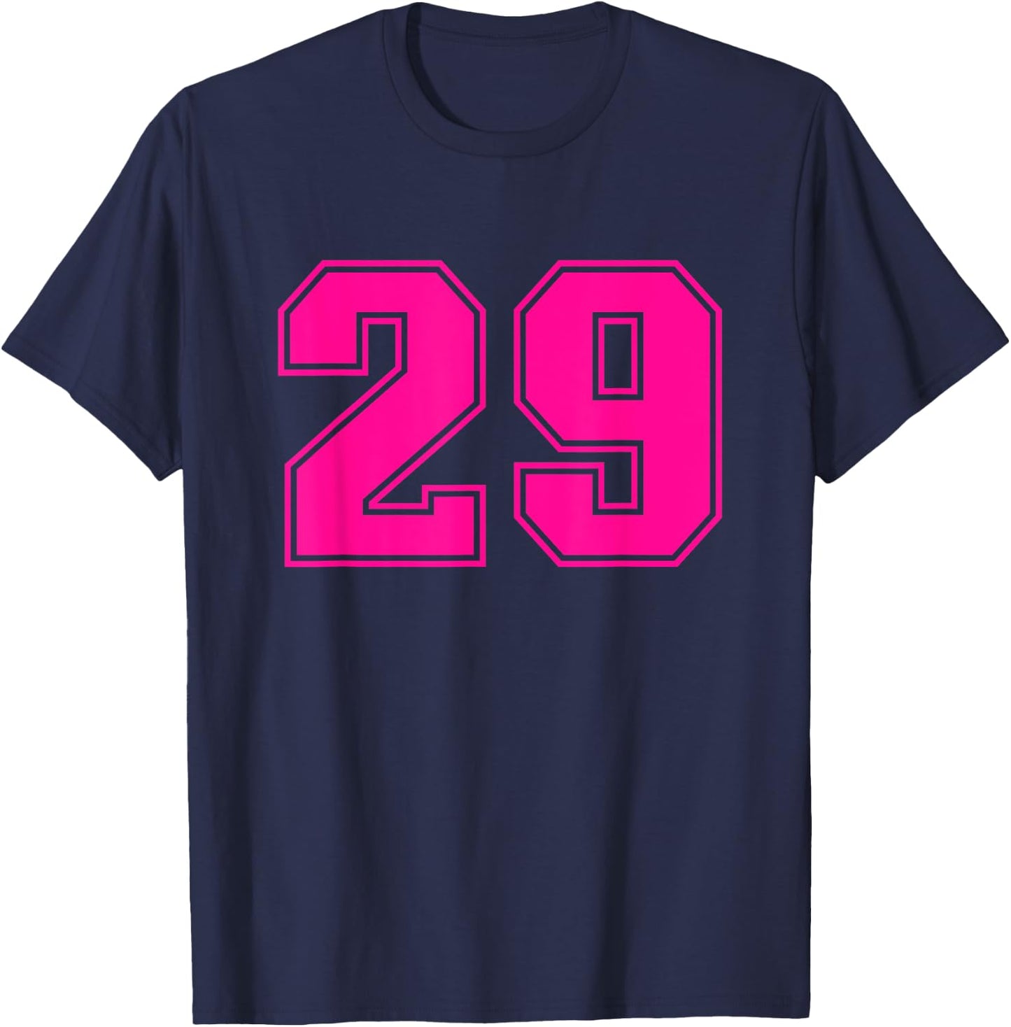 Number #29 Pink Sports Team Varsity Number T-Shirt - T-Shirt | Navy