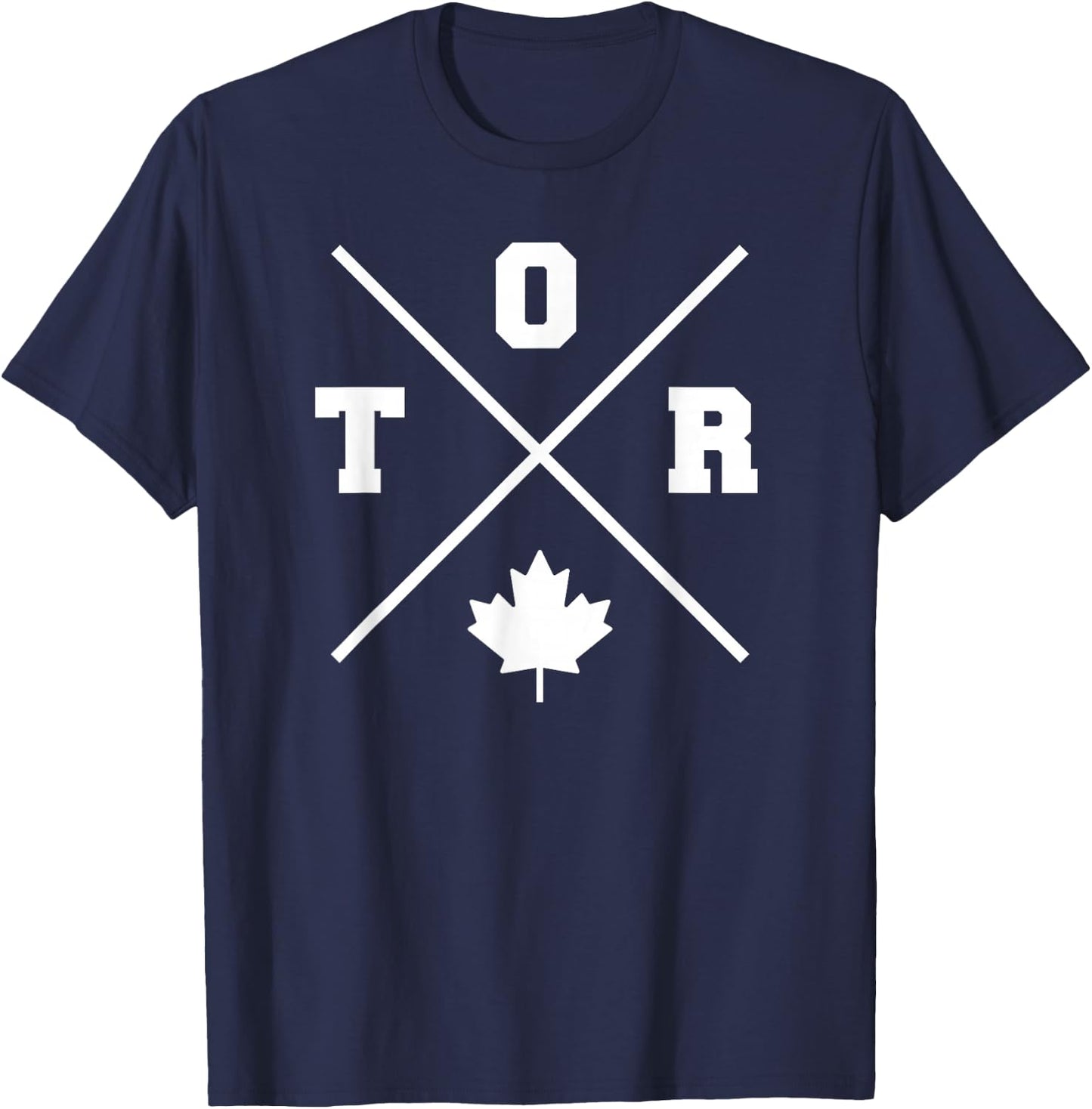 Classic TOR Toronto Crossmark Maple Leaf Outline T-Shirt - T-Shirt | Navy