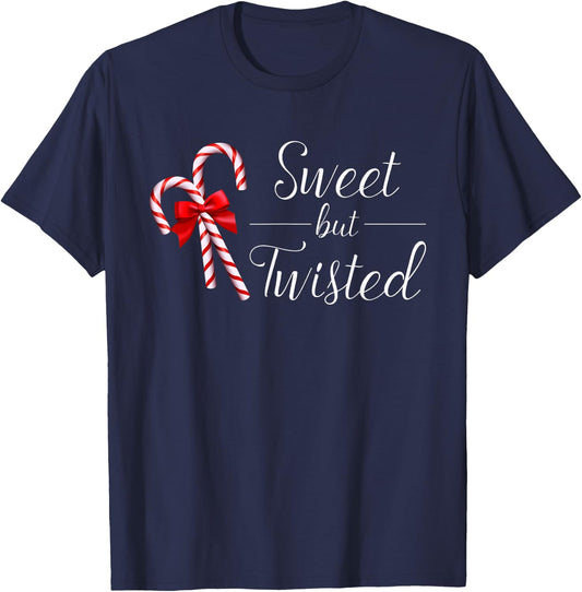 Sweet But Twisted Candy Cane Christmas Xmas T-Shirt - T-Shirt | Navy