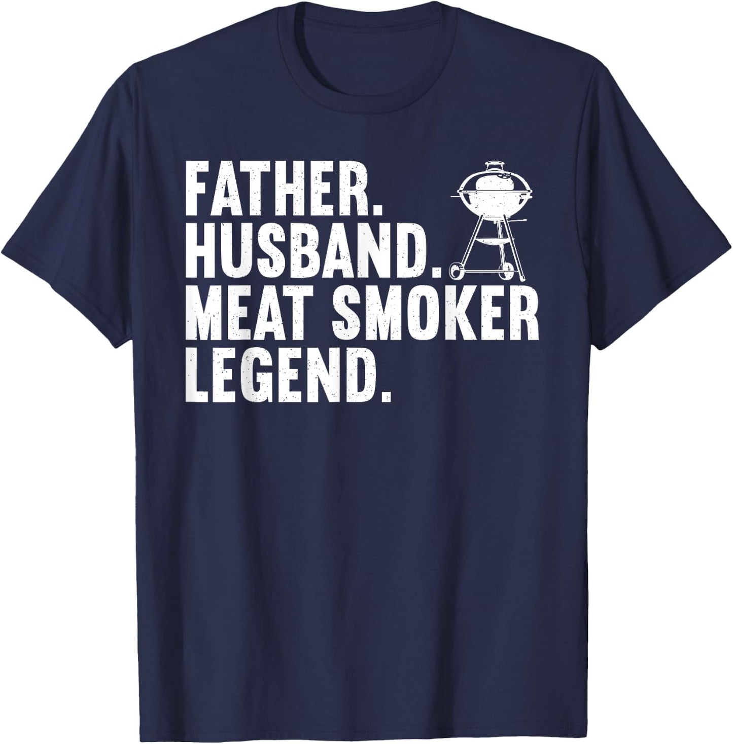 Cool Meat Smoking Art For Father Husband BBQ Meat Griller T-Shirt - T-Shirt | Navy