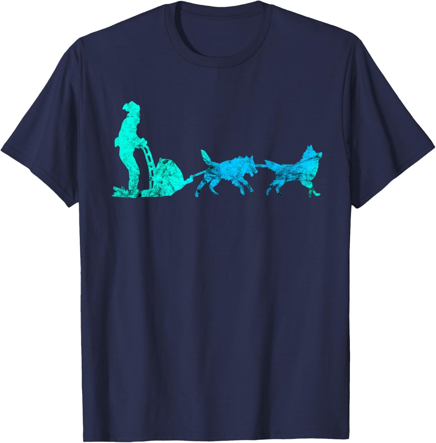 Vintage Sled Dog Mushing Mush Dog Huskies Snow Sleding T-Shirt - T-Shirt | Navy