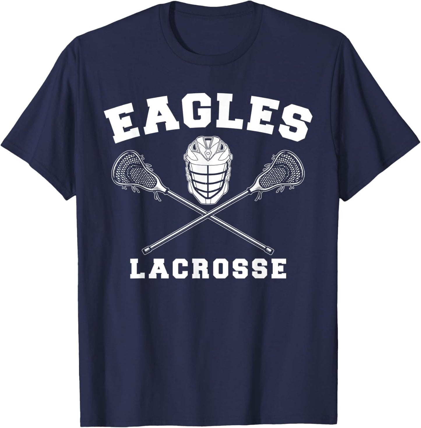 Eagles Lax Crossed Sticks & Helmet Boys Lacrosse Design T-Shirt - T-Shirt | Navy