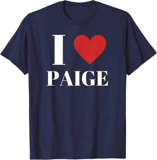 I Love Paige Heart Family Lover T-Shirt - T-Shirt | Navy