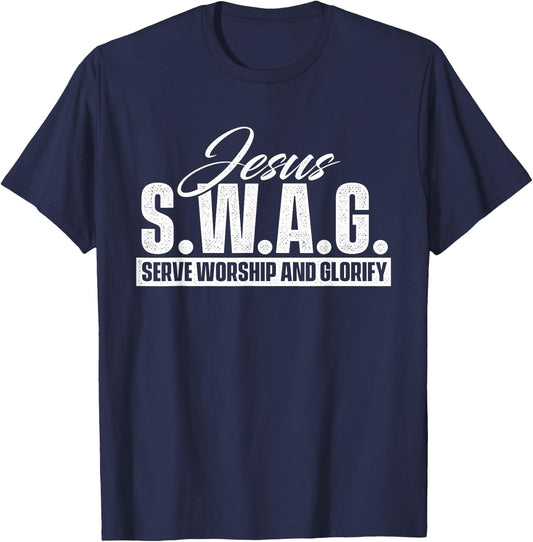 Jesus SWAG - Christian Faith Religious Inspirational Bible T-Shirt - T-Shirt | Navy