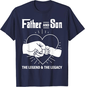 Father & Son The Legend The Legacy Dad Life Daddy Father Day T-Shirt - T-Shirt | Navy