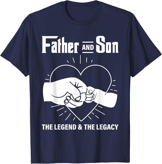 Father & Son The Legend The Legacy Dad Life Daddy Father Day T-Shirt - T-Shirt | Navy