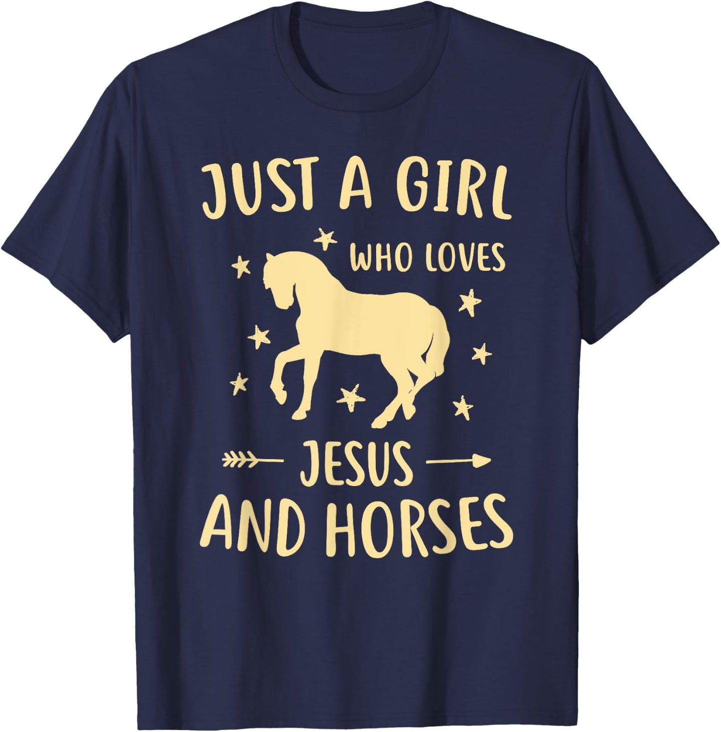 Jesus And Horses For Girls Teens Women Horse Lover Christian T-Shirt - T-Shirt | Navy