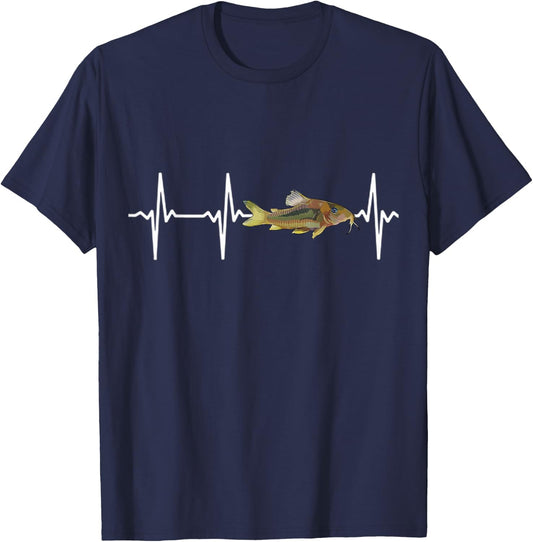 Corydoras Catfish Heartbeat For Fishkeeping Aquarium Lovers T-Shirt - T-Shirt | Navy