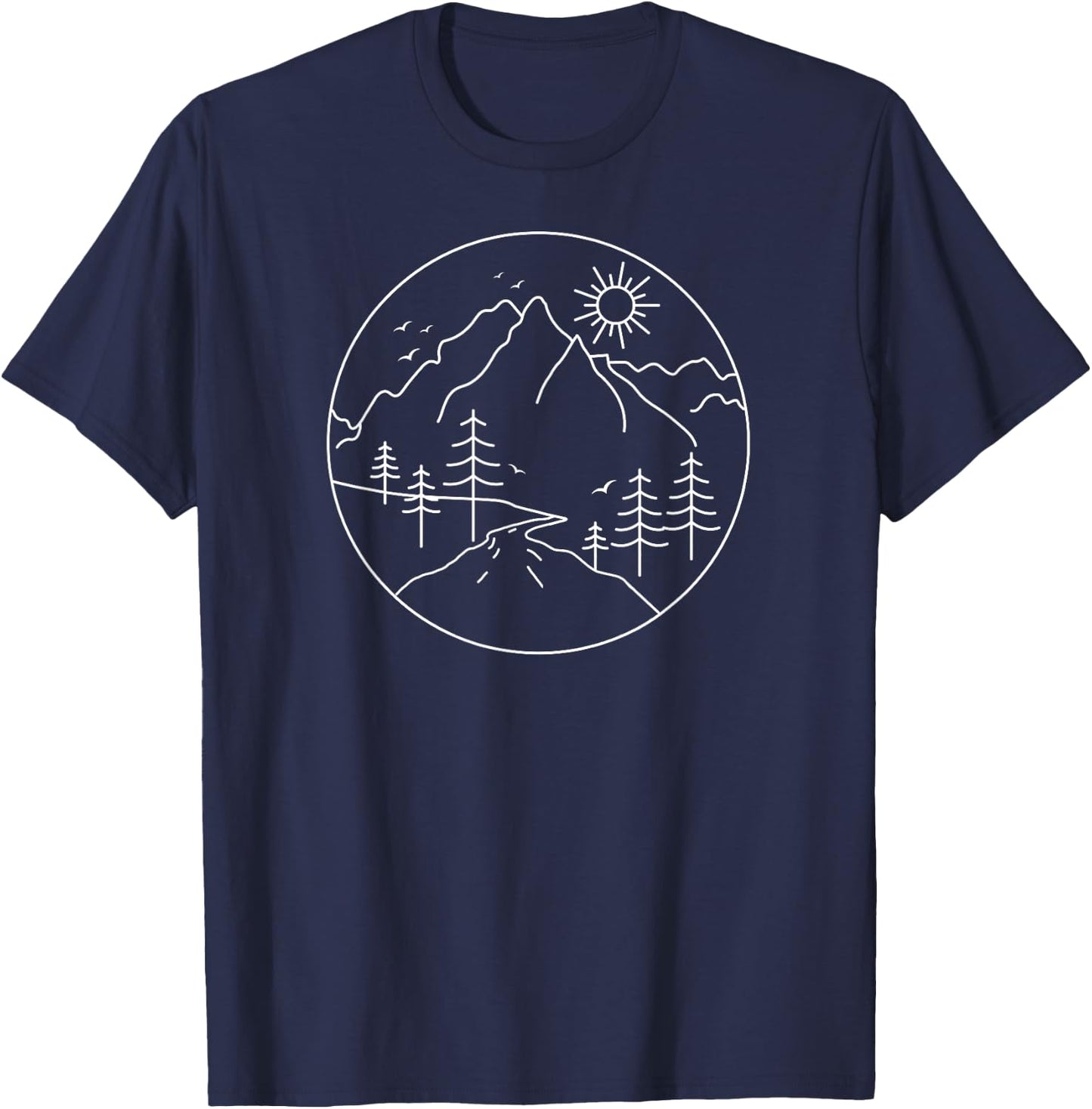 Sunrise Mountain Nature Hiking Camping Outdoors Mountains T-Shirt - T-Shirt | Navy