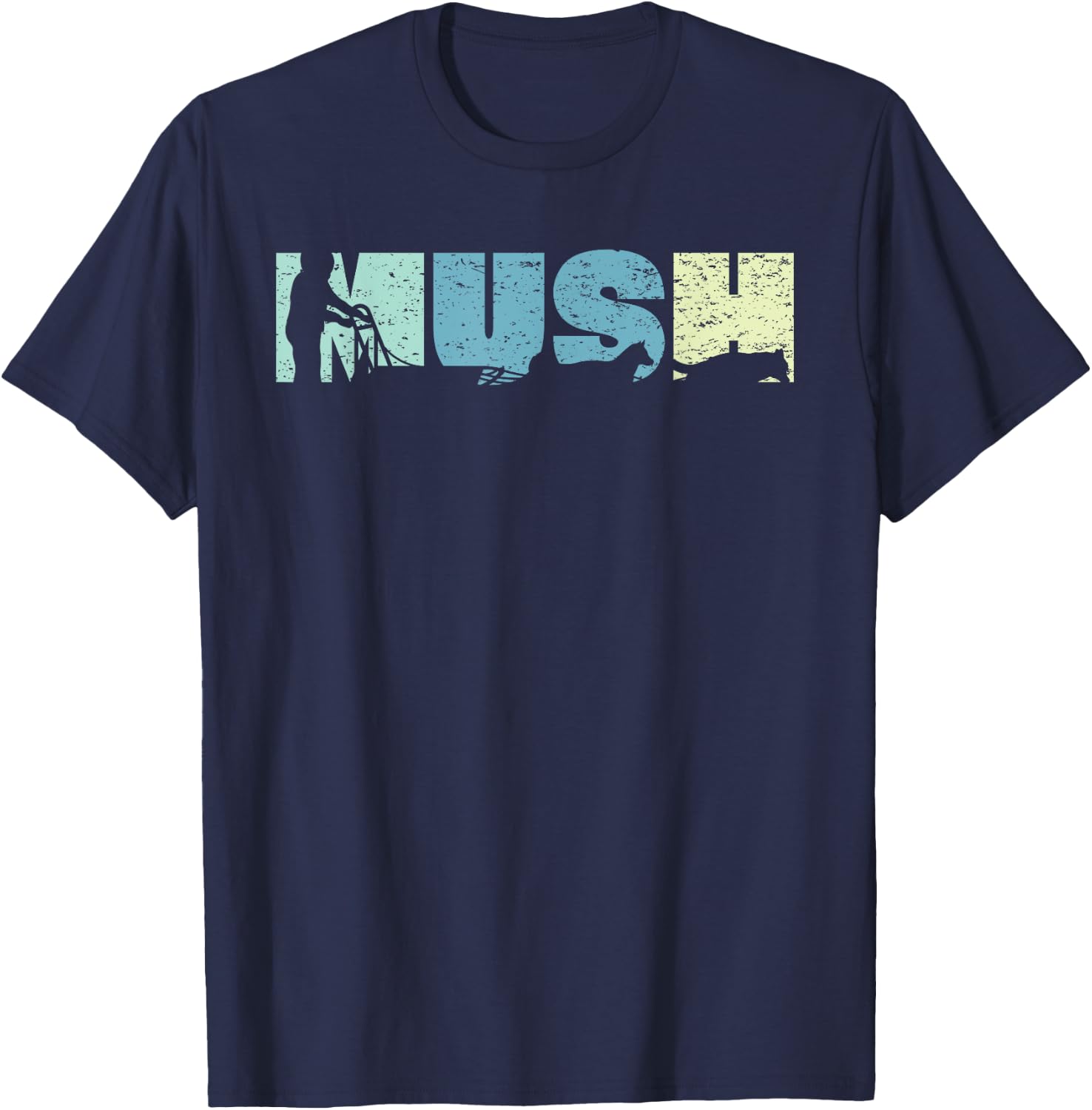 Retro Mush Mushing Sled Dog Sledding Musher Men Women T-Shirt - T-Shirt | Navy