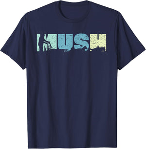 Retro Mush Mushing Sled Dog Sledding Musher Men Women T-Shirt - T-Shirt | Navy